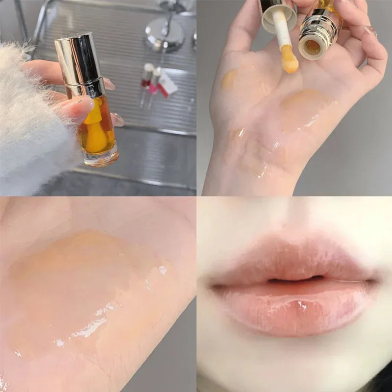 Moisturizing Glass Lip Oil Purple Jelly Violet Transparent Plumper Lip Gloss Makeup Nutritious Liquid Lipstick Brush Lip Care