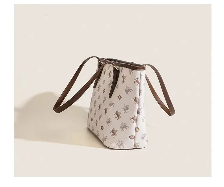 Popular and Versatile Leather Tote Bag with Large Capacity for Women 2024 New Fashion and Classic Computer Shoulder Handbag