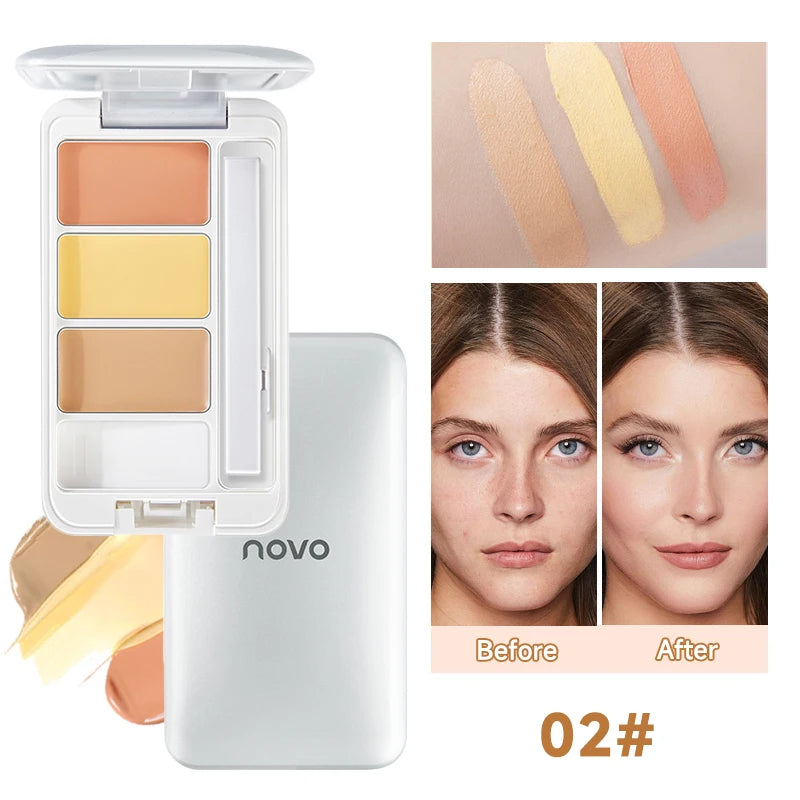 Three-Color Multi-Purpose Concealer - Long-Lasting, Waterproof, Moisturizing, Covers Dark Circles, Tattoos And Tear Grooves