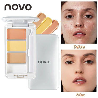 Three-Color Multi-Purpose Concealer - Long-Lasting, Waterproof, Moisturizing, Covers Dark Circles, Tattoos And Tear Grooves