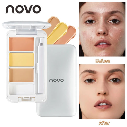 Three-Color Multi-Purpose Concealer - Long-Lasting, Waterproof, Moisturizing, Covers Dark Circles, Tattoos And Tear Grooves