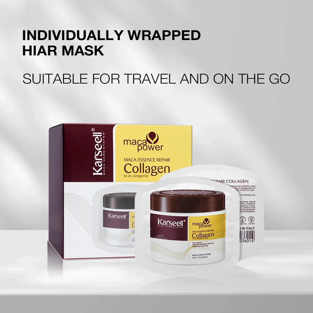 Karseell 24 packs/box Collagen Hair Mask Essence Collagen Hair Treatment Deep Repair Conditioning Argan Oil for Dry Damaged Hair
