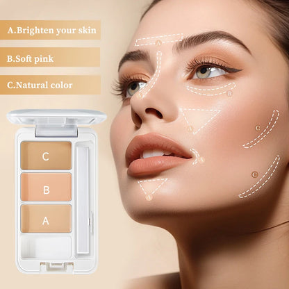 Three-Color Multi-Purpose Concealer - Long-Lasting, Waterproof, Moisturizing, Covers Dark Circles, Tattoos And Tear Grooves