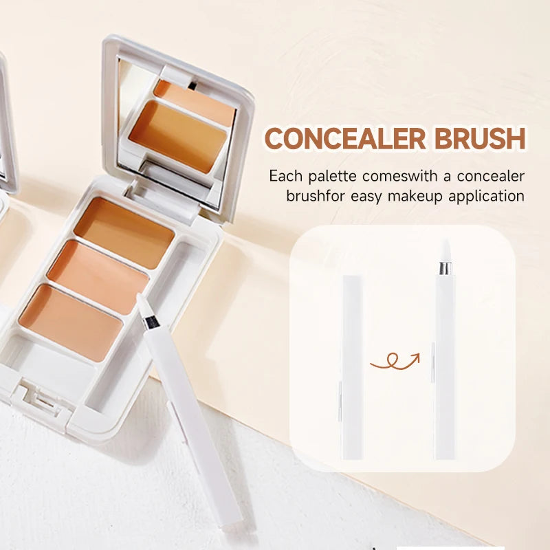Three-Color Multi-Purpose Concealer - Long-Lasting, Waterproof, Moisturizing, Covers Dark Circles, Tattoos And Tear Grooves