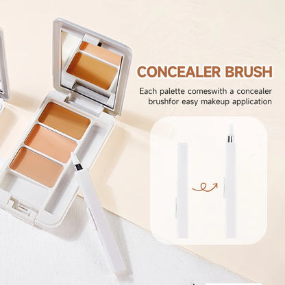 Three-Color Multi-Purpose Concealer - Long-Lasting, Waterproof, Moisturizing, Covers Dark Circles, Tattoos And Tear Grooves