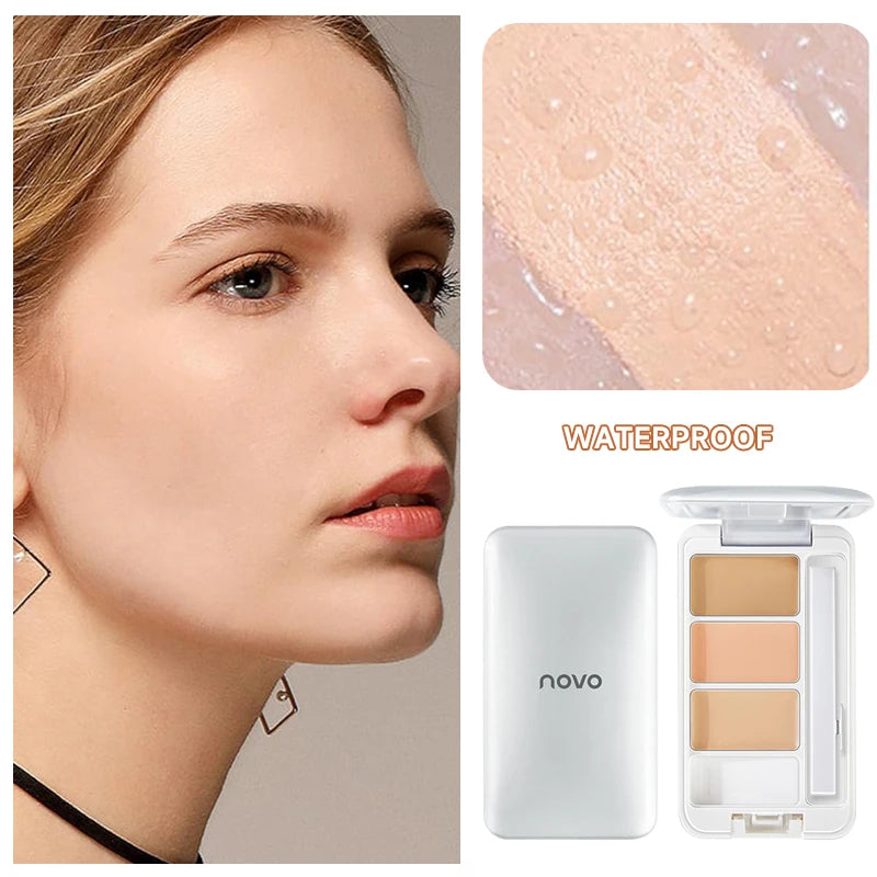 Three-Color Multi-Purpose Concealer - Long-Lasting, Waterproof, Moisturizing, Covers Dark Circles, Tattoos And Tear Grooves