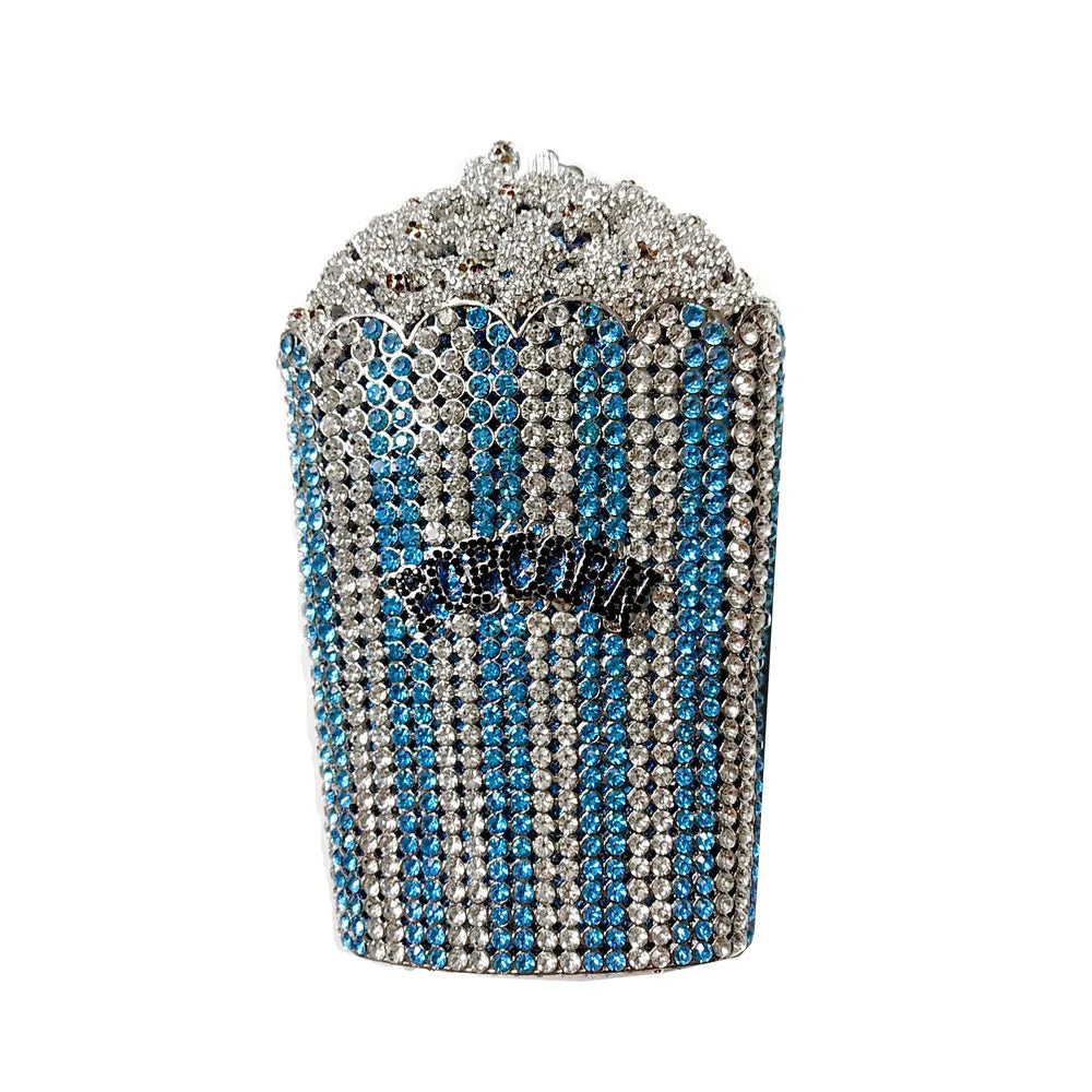 XIYUAN Popcorn Crystal Clutch Bags MINI Metal Box Minaudiere Purses Wedding Party Dinner Handbags Rhinestone Clutches Bags Gift