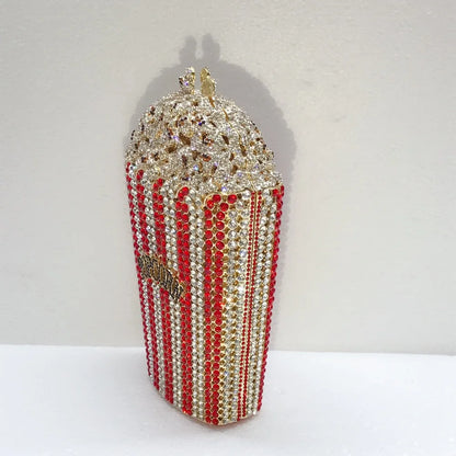 XIYUAN Popcorn Crystal Clutch Bags MINI Metal Box Minaudiere Purses Wedding Party Dinner Handbags Rhinestone Clutches Bags Gift