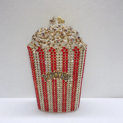 XIYUAN Popcorn Crystal Clutch Bags MINI Metal Box Minaudiere Purses Wedding Party Dinner Handbags Rhinestone Clutches Bags Gift