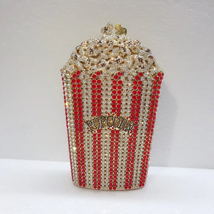 XIYUAN Popcorn Crystal Clutch Bags MINI Metal Box Minaudiere Purses Wedding Party Dinner Handbags Rhinestone Clutches Bags Gift