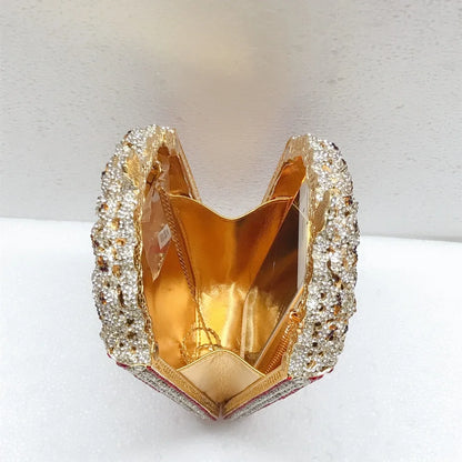 XIYUAN Popcorn Crystal Clutch Bags MINI Metal Box Minaudiere Purses Wedding Party Dinner Handbags Rhinestone Clutches Bags Gift