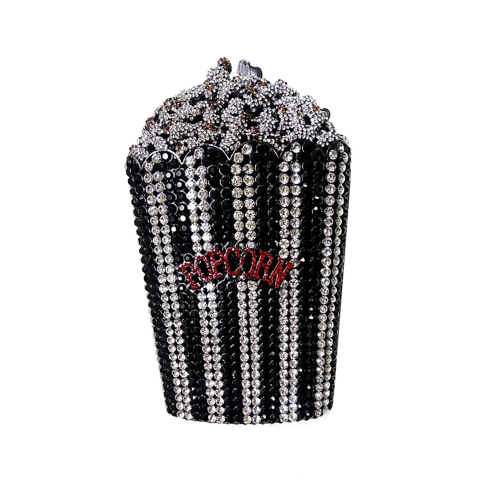 XIYUAN Popcorn Crystal Clutch Bags MINI Metal Box Minaudiere Purses Wedding Party Dinner Handbags Rhinestone Clutches Bags Gift