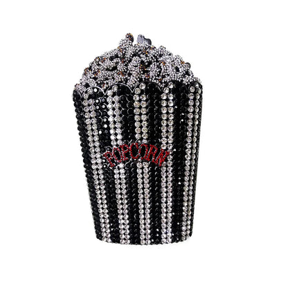 XIYUAN Popcorn Crystal Clutch Bags MINI Metal Box Minaudiere Purses Wedding Party Dinner Handbags Rhinestone Clutches Bags Gift