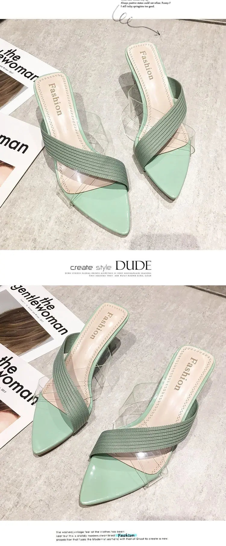 2024 Summer Women Yellow Green Beige Pumps Sandals For Ladies Sexy Mules High Heels Slip-on Slippers Slides Shoes Solid