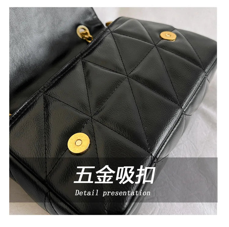 New Xiaoxiangfeng diamond grid chain bag, stylish and versatile, large capacity diagonal span small square bag