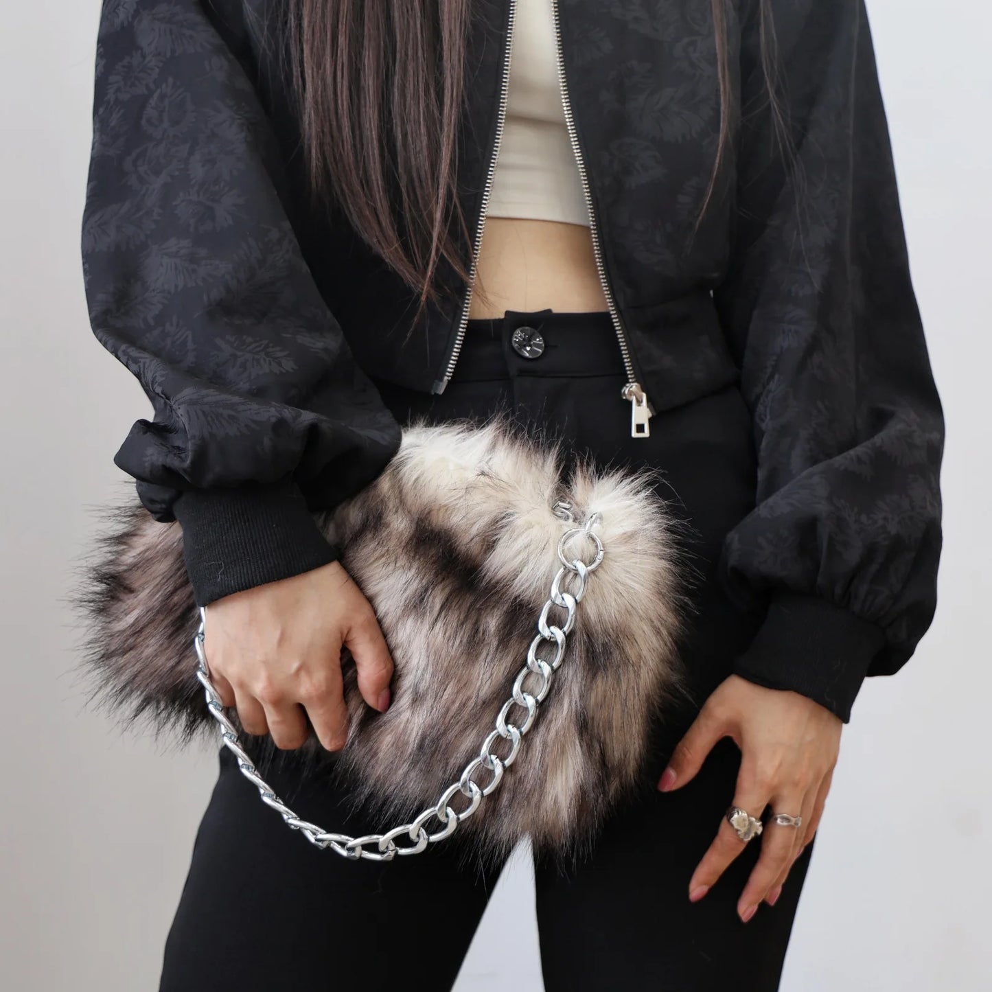 New Faux Fur Leopard Shoulder Bag Women's Autumn Winter Chain Handbags Ladies Leopard Print Clutch Purses Fluffy Top Handle Bags