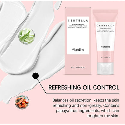 1/2/3/5 Pcs Centella Pore Minimizing Deep Cleansing Foam,Facial Skin Cleanser Moisturizing Soothing,Remove Pore-Clogging Debris