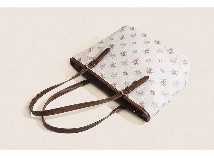 Popular and Versatile Leather Tote Bag with Large Capacity for Women 2024 New Fashion and Classic Computer Shoulder Handbag