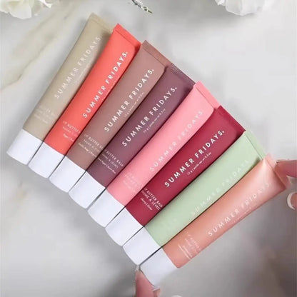 Fashion Summer Fridays Cherry Pink Sugar Vanilla  Lip Balm Moisturizing Lipstick Set Soft Tube Mirror Lip Gloss Lip Makeup Care