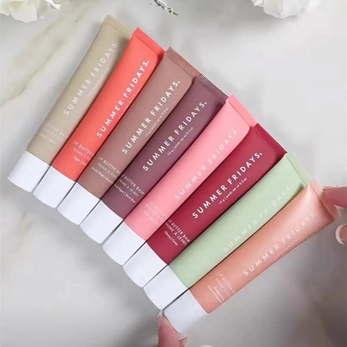 Fashion Summer Fridays Cherry Pink Sugar Vanilla  Lip Balm Moisturizing Lipstick Set Soft Tube Mirror Lip Gloss Lip Makeup Care