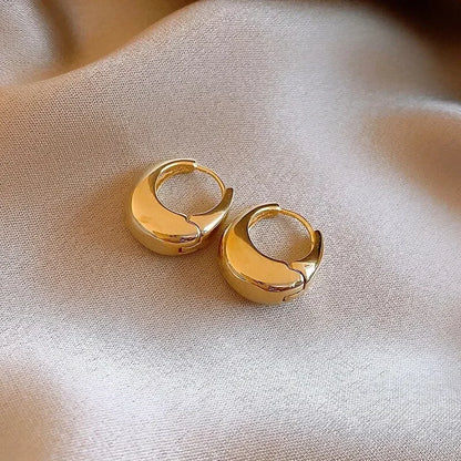 LATS Punk Oval Hoop Earrings Metallic Geometric Ear Buckle Minimalist Style U-shaped Ear Buckle Daily Life Earring Accessories