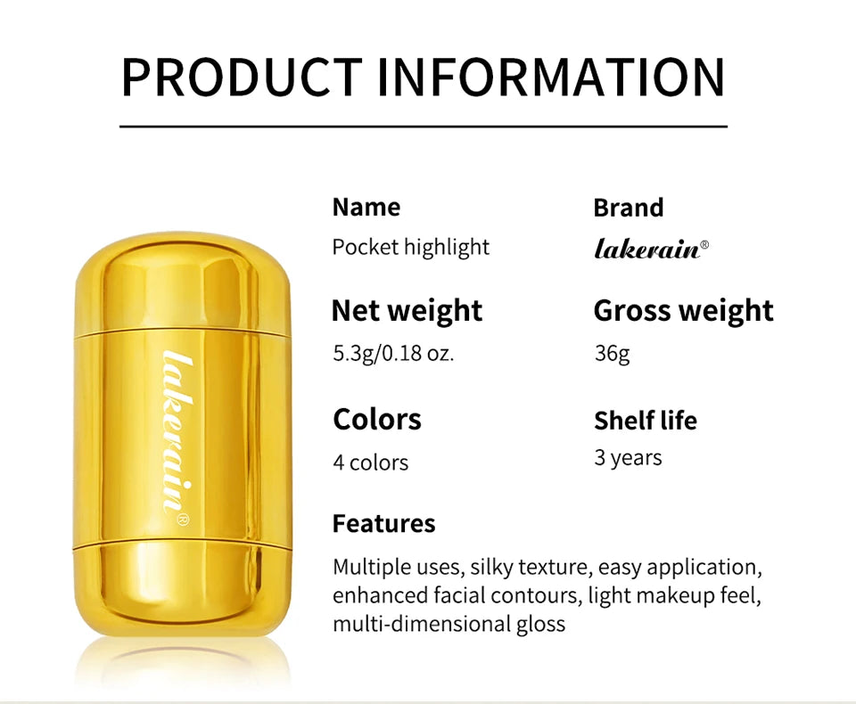 3-in-1Blush Stick Lasting Brightens Facial Cheek Stick Moisturizing Flash Lip Gloss Makeup Lip Gloss Face Rouge