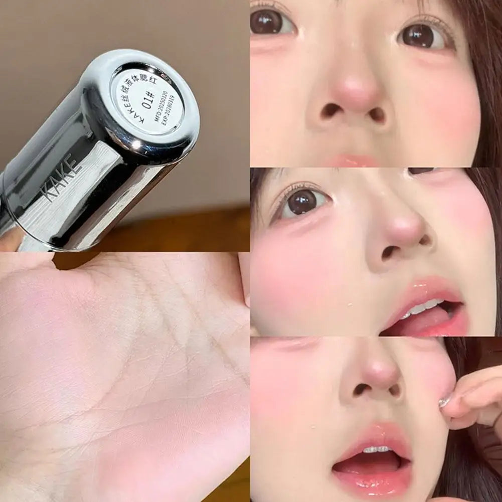 Moisturizing Sponge Head Blusher Liquid Blush Stick Natural Lip Contour Cheek Makeup Matte Milk Pink Brighten Rouge Highlighter