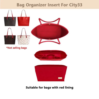 Purse Organizer insert for Handbags Base Shaper 3pc Set city33 Felt Organizer Insert Large Tote Bag Organizer with Zipper