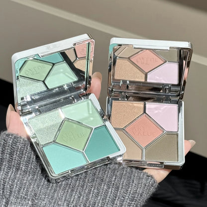 Eyeshadow Palette Blush Highlight Makeup Pearly Highgloss Shimmer Pink Brown Earth Color Fine Sequins Eye Shadow