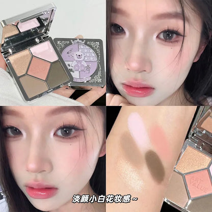 Eyeshadow Palette Blush Highlight Makeup Pearly Highgloss Shimmer Pink Brown Earth Color Fine Sequins Eye Shadow