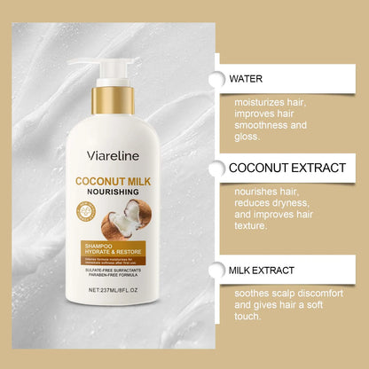 Coconut Milk Shampoo Gently Clean Hair Remove Dandruff Control Oil Reduce Hair Loss Stabilize Hair Roots Smooth Fluffy Shampoo