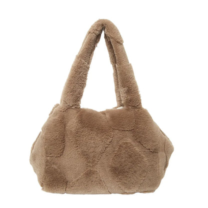 Faux Fur Tote Bag High Quality Plush Handbag Women Fall Winter Vintage Fashion Large Capacity Shoulder Bag
