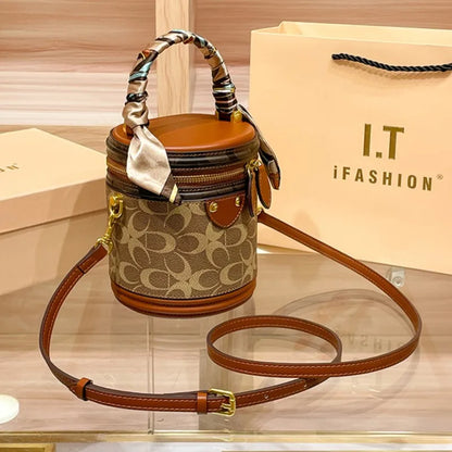 Women's handbag 2023 new fashion designer cylinder bag handbag single shoulder crossbody women's bag small bag