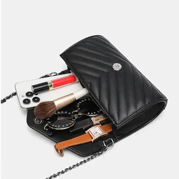 2024 New Luxury Fashionable Genuine Leather Chain Shoulder Bag Envelope Style Lightweight Women's Small Bag Soft Texture