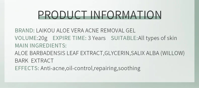 LAIKOU Aloe Vera Gel Soothing Skin Care Remove Acne Moisturizing After Sun Lotions Whitening Moisturizing Acne Treatment Cream