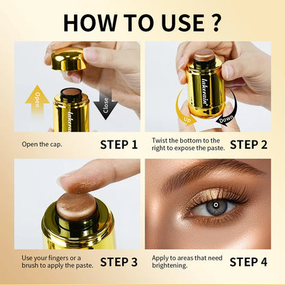 3-in-1Blush Stick Lasting Brightens Facial Cheek Stick Moisturizing Flash Lip Gloss Makeup Lip Gloss Face Rouge