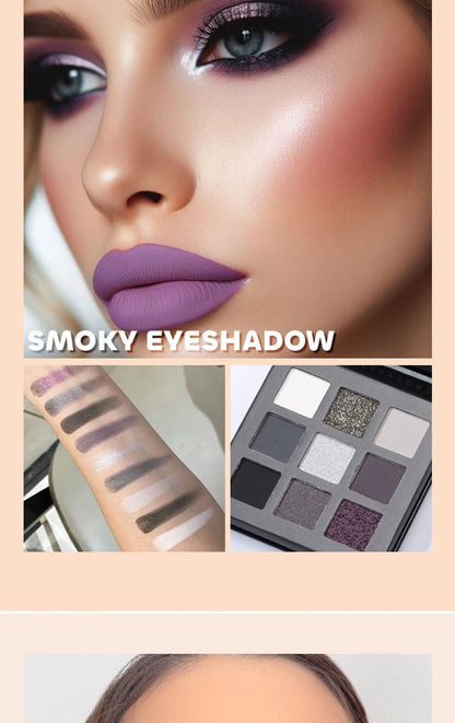 Beauty Glazed 9 Colors Eye Shadow Palette - Matte & Shimmer Pigmented Eyeshadow Discs Warm Earth Tones Makeup Powder for Eyes