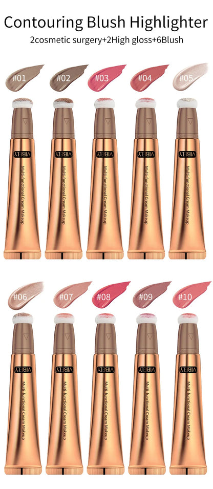 VIBELY High-gloss Concealer and Contouring Stick, brightening, three-dimensional, slimming face, Shadow Blush, multi-functional