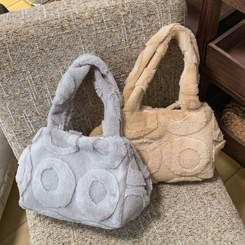 Faux Fur Tote Bag High Quality Plush Handbag Women Fall Winter Vintage Fashion Large Capacity Shoulder Bag