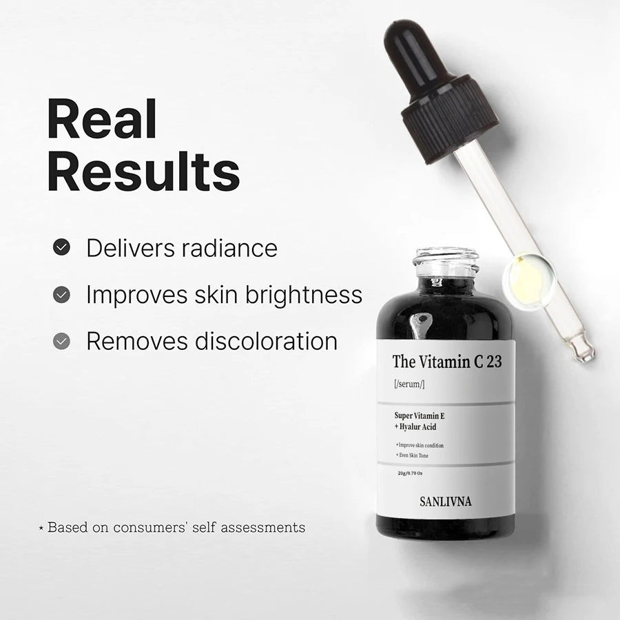 Pure Vitamin C 23% Serum with Vitamin E and Hyaluronic Acid, Brightening and Moisturizing Face Serum, Improves Skin Tone 20g