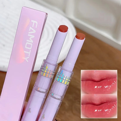 Mirror Glass Solid Lip Gloss Water Light Round Tube Lipstick Clear Oil Jelly Lip Glaze Natural Nude Moisturizing Makeup Tint