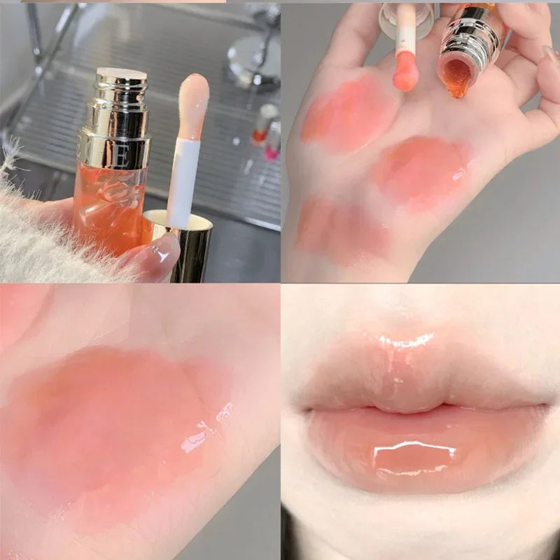 Moisturizing Glass Lip Oil Purple Jelly Violet Transparent Plumper Lip Gloss Makeup Nutritious Liquid Lipstick Brush Lip Care