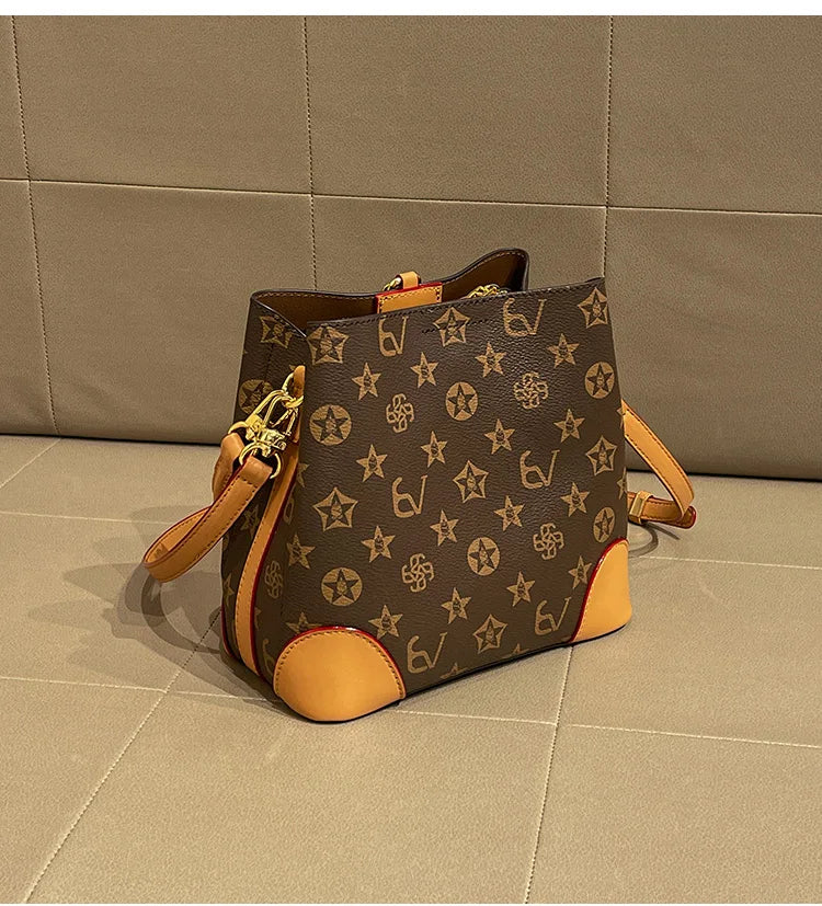 Light luxury brand handbag 2024 new autumn and winter high-end fashion designer bucket bag, single shoulder crossbody bag