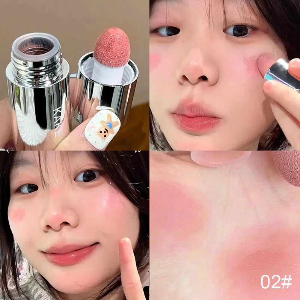 Moisturizing Sponge Head Blusher Liquid Blush Stick Natural Lip Contour Cheek Makeup Matte Milk Pink Brighten Rouge Highlighter