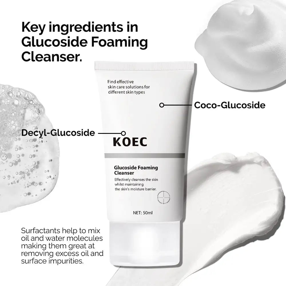50ml KOEC Glucoside Foaming Cleanser Effective Cleanse Low-Foaming Oily Skincare Remain Moisture Coco-Glucoside Decyl-Glucoside