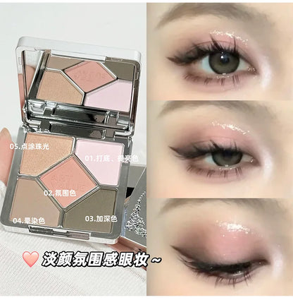 Eyeshadow Palette Blush Highlight Makeup Pearly Highgloss Shimmer Pink Brown Earth Color Fine Sequins Eye Shadow