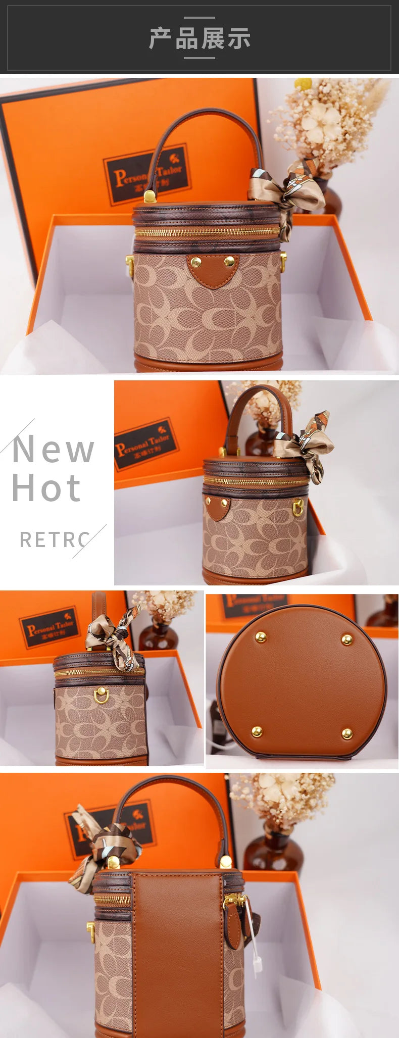 Women's handbag 2023 new fashion designer cylinder bag handbag single shoulder crossbody women's bag small bag