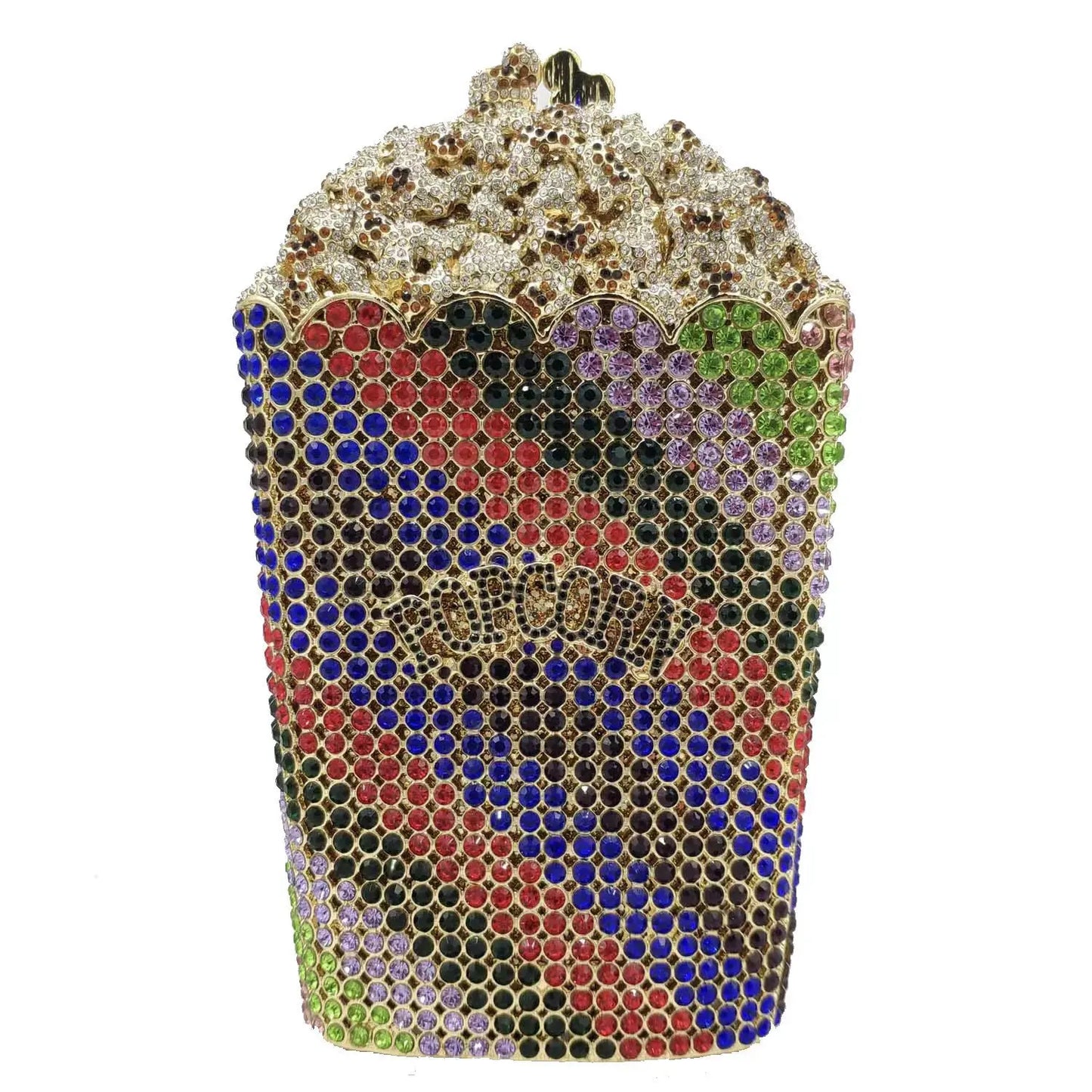 XIYUAN Popcorn Crystal Clutch Bags MINI Metal Box Minaudiere Purses Wedding Party Dinner Handbags Rhinestone Clutches Bags Gift