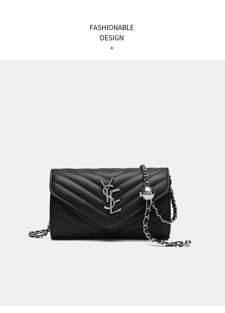 2024 New Luxury Fashionable Genuine Leather Chain Shoulder Bag Envelope Style Lightweight Women's Small Bag Soft Texture