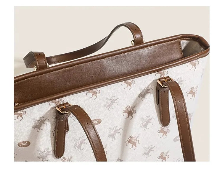 Popular and Versatile Leather Tote Bag with Large Capacity for Women 2024 New Fashion and Classic Computer Shoulder Handbag